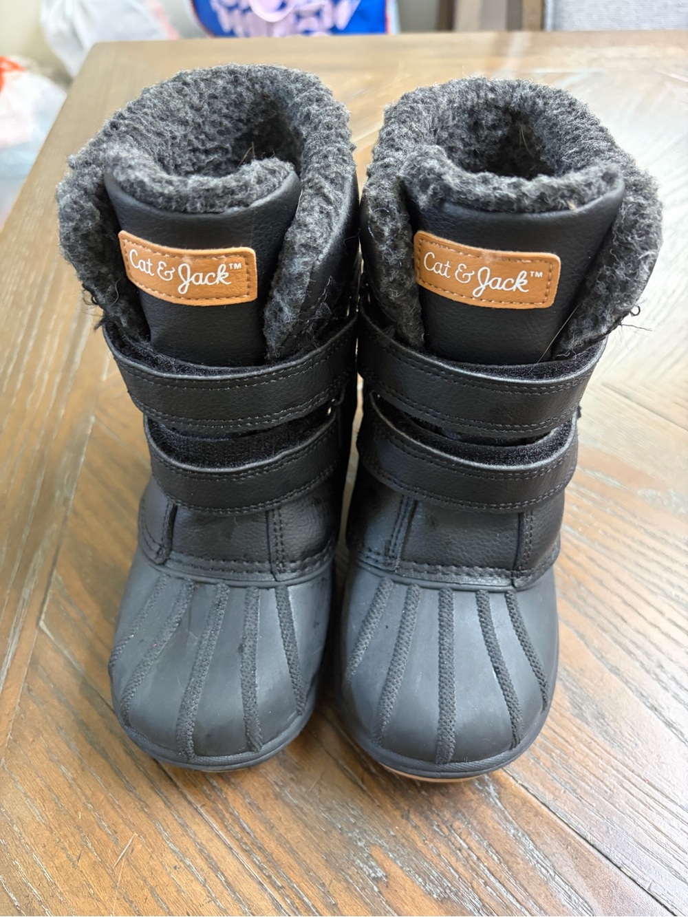 Cat & Jack Black Winter Boots — Kids Size 12